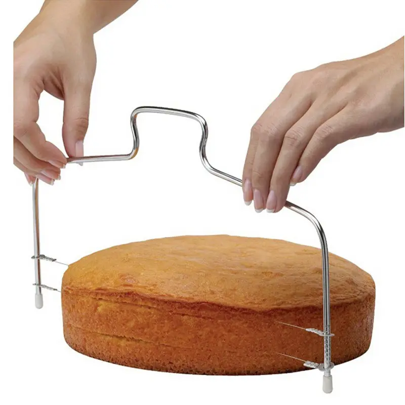 Mutfak paslanmaz çelik ayarlanabilir tel kek kesici dilimleme Leveler DIY kek pişirme aracı meyve kek dekorasyon Gadget