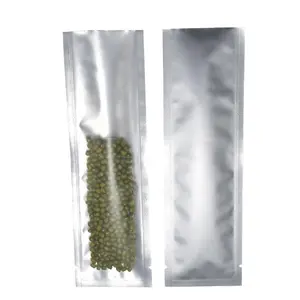 Open Top Translucent Plastic Packing Pouch Heat Seal Pure Aluminum Foil Small Mylar Bags with Clear Front