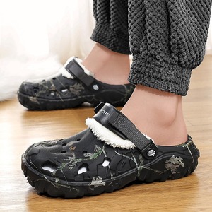 Men's Winter Camo Clogs Detachable Faux Fur Lining Warm Non-Slip Indoor/Outdoor <strong>Slippers</strong> <strong>Black</strong> EVA Casual Comfort Winter Shoes - Product Image 6