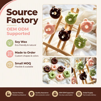 Bougie d'aromathérapie en cire de soja en forme de donut, motif petit chat ou petit ours, couleur crème, OEM ODM, faible MOQ, cadeau pour événements festifs et souvenirs