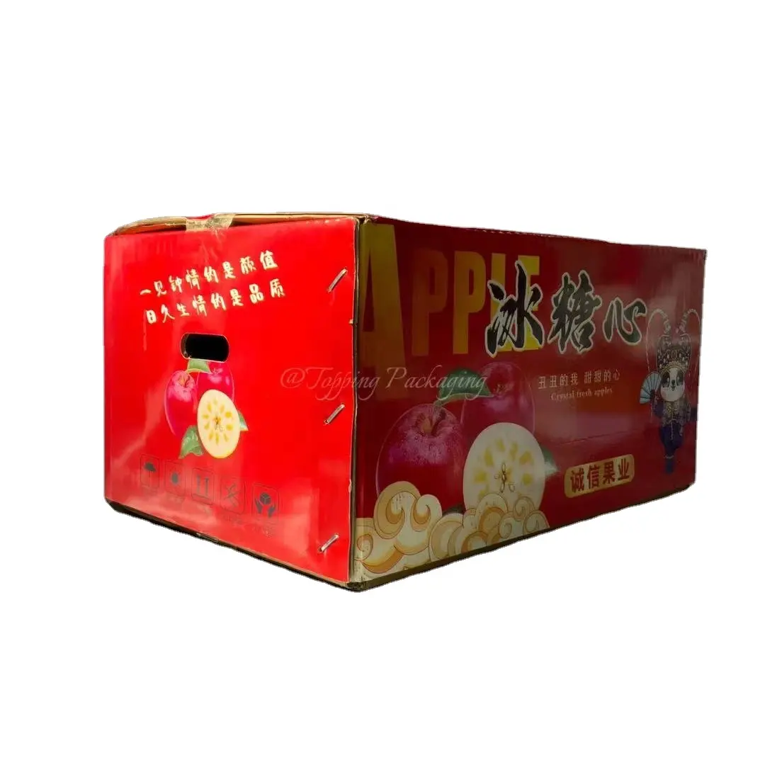 Caja Shipping Strong Fruit Cardboard Corrugated Box Banana Blueberry Delivery Box with Handle Waxed Vegetable Package Boxes