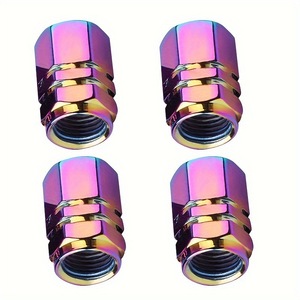 Tapas de válvula de aleación de aluminio coloridas, hexagonales iridiscentes para automóviles y motocicletas, válvula sin cámara de acero inoxidable - Product Image 4