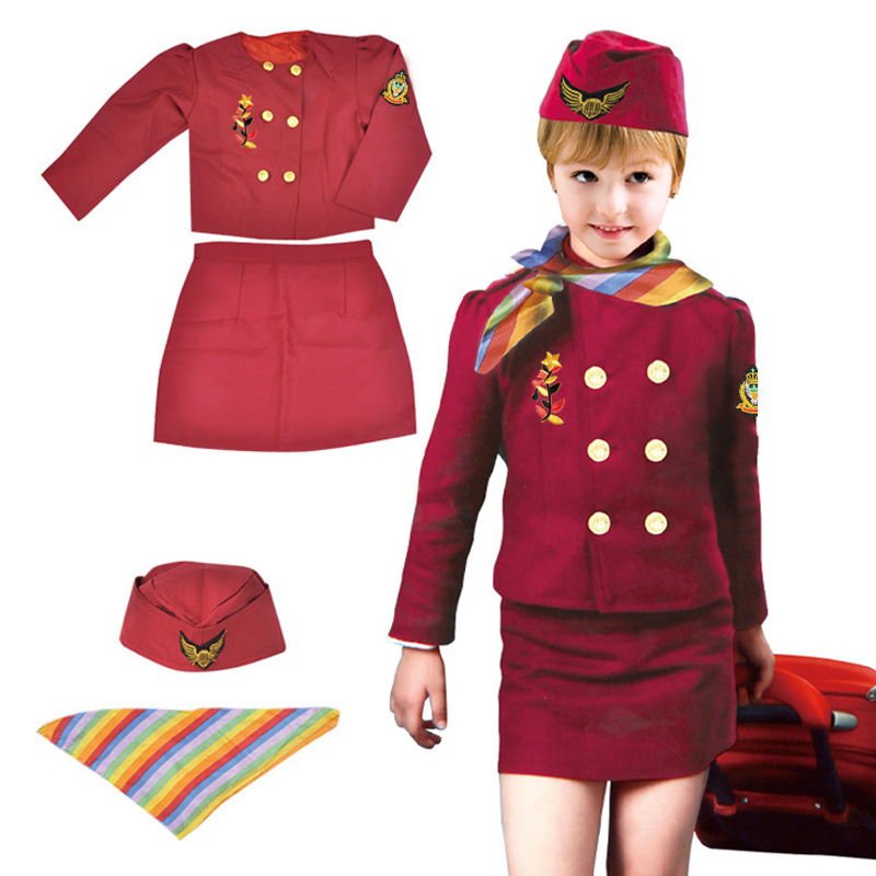 SSKHE Disfraz De Azafata De 6 Piezas – Sombrero, Gafas, Pañuelo, Broche Y Guantes – Para Fiestas Temáticas Y Cosplay
