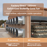 Ventilador de Cono Tipo Mariposa 1380 de 1.1KW con Tensión de Correa Ajustable, Galvanizado, para Ventilación y Extracción en Granjas, Directo de Fábrica