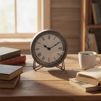 Horloge de table ronde en métal