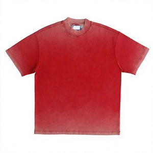 T-shirt en maille rouge à manches courtes pour homme, col rond, coupe classique, couleur unie, style décontracté, avec logo personnalisé, idéal pour l'été – Vente en gros - Product Image 1