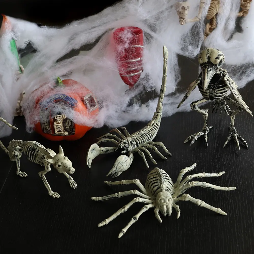 Horror Halloween Dier Skelet Decoratie Simulatie Plastic Kraai Muis Schorpioen Schedel Bot Pak
