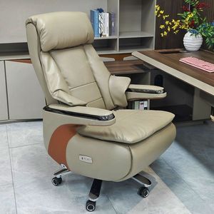 Silla Ejecutiva Eléctrica con Función de Masaje y Reclinación para Oficina, Color Beige - Product Image 3