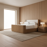 Lit double en bois massif de style américain, meubles de chambre à coucher modernes, simples et rétro, personnalisables, sans espace de rangement