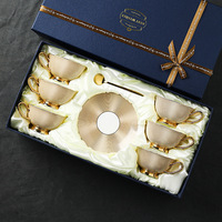 Tasses et Assiettes à Café en Céramique de Style Européen, Ensemble Luxueux de Tasses et Soucoupes pour le Thé Anglais de l'Après-midi, Accompagné de Souvenirs et de Cadeaux