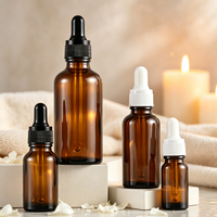 Flacons compte-gouttes en verre ambré, flacons d'huile essentielle anti-lumière, contenants vides pour sérum liquide et emballages cosmétiques pour soins de la peau