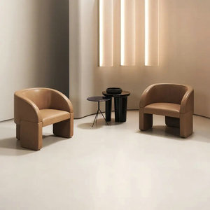 Muebles nórdicos para sala de estar, Sillón tapizado de ante <span class=keywords><strong>rosa</strong></span> para ocio, sofá individual de Hotel de madera para restaurante y cafetería - Product Image 4