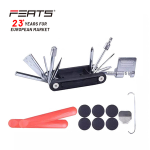 Kit d'outils de réparation de vélos, Surface plaquée nickel 23 en 1, avec extracteur à Rivet de chaîne, support d'induction pour patchs, râpe pour vélo électrique - Product Image 1