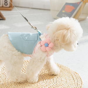 Robe-veste en jean rayé rose respirante pour chien Golden Pet, petite taille, toutes saisons - Product Image 3