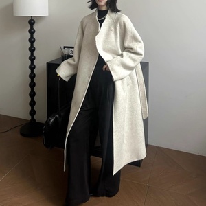 AIMEISI Cappotto Invernale Elegante di Alta Gamma per Donne, 70% Lana, Collo Obliquo, Lungo <span class=keywords><strong>Trench</strong></span> in Cashmere - Product Image 3