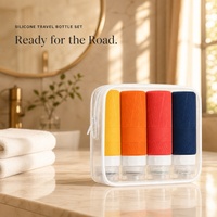 Kits de voyage en silicone, lot de 4, bouteilles de voyage en silicone sans BPA, 100 ml, pour le transport en avion avec sac de rangement transparent