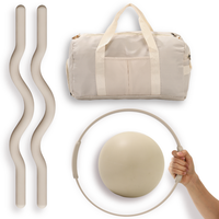 Ensemble de fitness pour la maison avec barre d'haltères, anneau de yoga en silicone pour la cheville, sac, accessoires de yoga et de Pilates, personnalisable avec logo d'usine, vente en gros