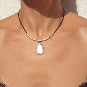 Handwoven Brass Unique Drop <b>Pendant</b> <b>Necklace</b>-Boho Chic Adjustable Link Chain | Trendy Gift for Women - Product Image 5