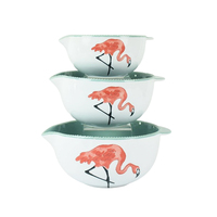Ensemble de vaisselle de cuisine personnalisée à motif flamant rose, bol, assiette, tasse