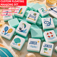 Jeu de Mahjong flottant de 160 pièces, taille standard, pour voyage, avec motifs amusants d'illustrations de Mahjong américain, jeu de tuiles Joker