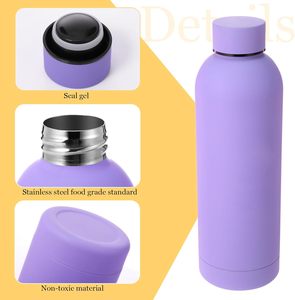 Botella de Agua de Alta Calidad, Aislada al Vacío, de Metal Negro, 500 ml, Botella de Acero Inoxidable, Logotipo Personalizado - Product Image 3