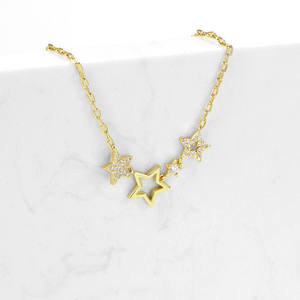 <span class=keywords><strong>Miglior</strong></span> prezzo pronto per la spedizione in oro 18K placcato Lucky Star collana a catena per gli uomini delle donne - Product Image 1