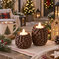 Porte-bougie créatif en forme de pomme de pin de Noël imprimé en 3D en PLA écologique, lot de 2 pour bougies chauffe-plat LED, décoration festive de table sur le thème de la forêt, OEM
