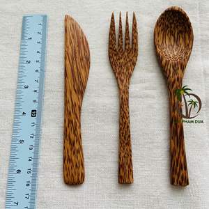 COCO-ECO BRAND SUPPLIER COCONUT <b>SPOON</b> <b>FORK</b> KNIFE TRAVEL CUTLERY <b>SET</b> FROM VIETNAM WITH CHEAP PRICE - Product Image 6