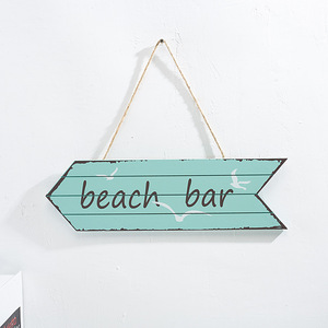 Panneau mural en bois de style méditerranéen avec flèche bleue, décoration intérieure, panneau directionnel, thème plage et bar, en MDF - Product Image 1