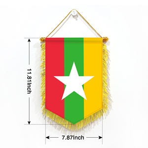 <span class=keywords><strong>Bandera</strong></span> de Myanmar <span class=keywords><strong>estrella</strong></span> <span class=keywords><strong>Luna</strong></span> amarillo verde rojo Banner 20*30cm barra Horizontal de tres colores con borla actividad decoración Boutique - Product Image 1