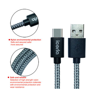 2M nylon bện 3A <span class=keywords><strong>USB</strong></span> Type-C Cáp sạc nhanh cho <span class=keywords><strong>IOS</strong></span> & Android điện thoại di động máy ảnh máy tính nhôm lá chắn - Product Image 3