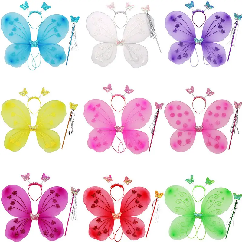Großhandel Schmetterling Craze Angel Princess Mädchen Fee Flügel Kinder Kostüm Schmetterling Flügel für Party Dress Up