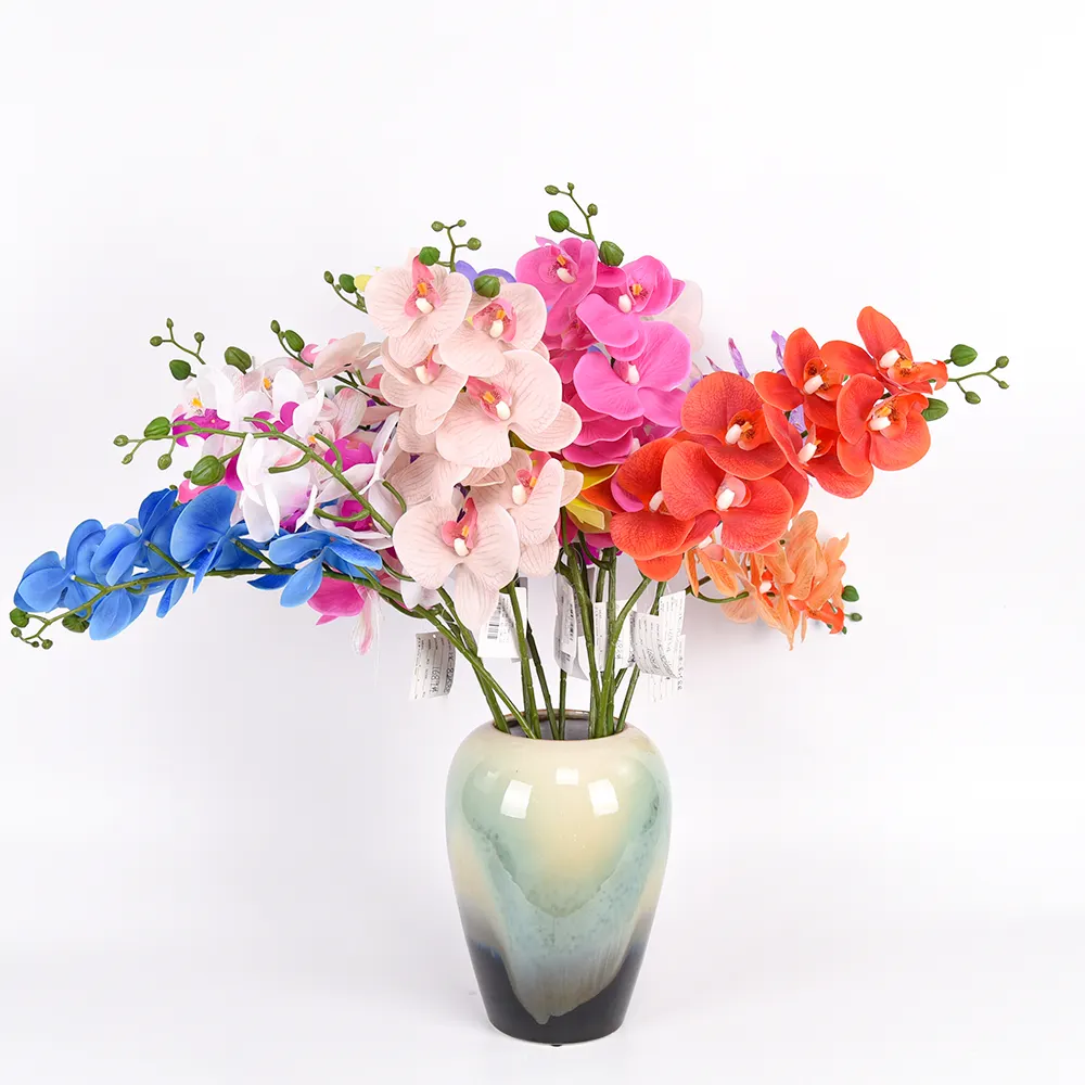 Phalaenopsis artificial, 7 cabezas de flores de alta calidad, sensación real al tacto, venta al por mayor