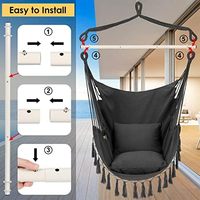 Chaise suspendue en macramé robuste avec poche, supporte jusqu'à 330 lb, comprend 2 coussins, balançoire en corde de coton