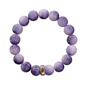 Altı Karakterli Atasözleri Oymalı Dokuz Mor Bodhi Bileklik 12 Burç Koruyucu Wen Oyun Plakası Buda Boncuğu Hediye Toptan Satış - Product Image 1