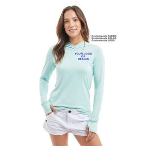 للنساء بيع بالجملة <span class=keywords><strong>UPF</strong></span> 50 سريع الجفاف مسامي طويل الأكمام مخصص شعار مطبوع بالتسام مع ثقب الإبهام ملابس صيد - Product Image 5