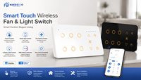 Interrupteur intelligent Wi-Fi MakeGood 147 Style pour ventilateur simple avec interrupteur lumineux 6 touches, verre tactile, rétroéclairage RGB, 5 vitesses, application Tuya