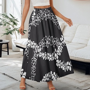 Luxury <strong>Black</strong> with Flower Printed Women's Satin Stretchy High Waisted Maxi <strong>Skirts</strong> Elastic Waistband a Line Long <strong>Skirt</strong> with <strong>Pocket</strong> - Product Image 4