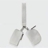 Porte-monnaie écologique à double pochette avec chaîne, mini portefeuille zippé, porte-clés portable, porte-cartes unisexe – Entrepôt américain à l'étranger