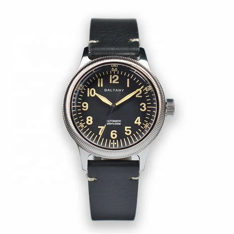 Stock dome Sapphire Vintage mechanical japan nh38 movement stainless steel classic design 20atm pilot watch for sale