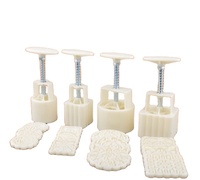Kit de moules à tampon pour gâteaux de lune et bombes de bain, pour la fabrication artisanale de moules de pressage en plastique ronds et carrés pour gâteaux de lune 50g / 75g / 100g