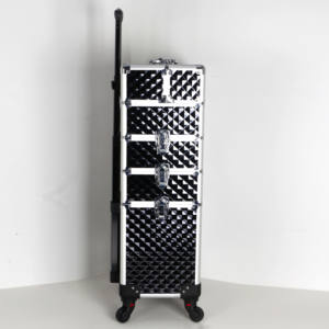 पहियों पर रोलिंग मेकअप केस 4in1 बड़े कॉस्मेटिक आयोजक ट्रेन केस मेकअप ट्रैवल केस नाखून कलाकार सैलून स्टोरेज कार्ट ट्रंक - Product Image 5