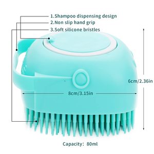 Distributeur de shampoing avec brosse en silicone souple et poils en caoutchouc pour le bain et le toilettage des chiens et des chats - Product Image 4