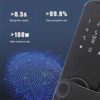 Cerraduras de mortaja inteligentes electrónicas biométricas Lector de tarjetas de identificación de seguridad multipunto para el hogar Apartamento Compatible Madera Aluminio WiFi