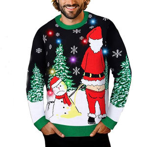 Pulls de Noël personnalisés pour hommes hiver doux grande taille mode dessin animé Jacquard 100% acrylique en gros - Product Image 3