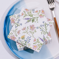 Nouvelles serviettes de table jetables 2 plis, motif Hortensia Violet, style sac, pour fête d'anniversaire, en pâte de bois vierge, avec découpage floral