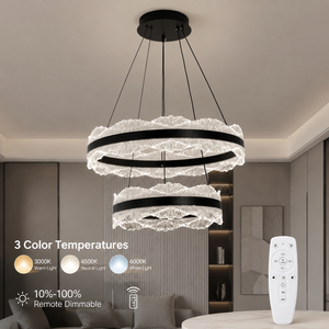 Lustre moderne en fer et acrylique, LED dimmable, télécommande, trois couleurs, hauteur réglable, pour salle à manger, maison, 60 cm, 40 cm - Product Image 3