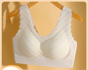 Sujetador sin aros para mujer, con soporte para el busto, anticaídas, con encaje, sin costuras, copa fija - Product Image 1