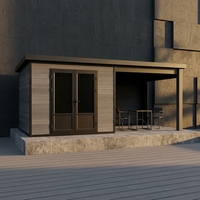 Casas de Jardín Modernas Serie Multi D de WPC con Protección UV, para Exteriores, Apartamentos, Parques, con Vidrio Antibalas para Dormitorios y Pasillos