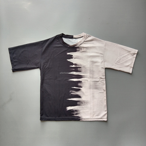 Custom Two Tone <strong>T</strong> <strong>Shirt</strong> for Summer Color Block Tie-dye Tee Streetwear Hip Hop - Product Image 2